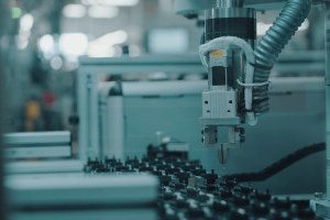 a machine with a piece of metal